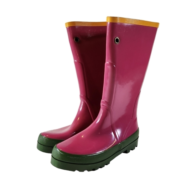 J. Crew Shoes - J Crew Women's 8 Tall Knee High Rain Boots Rubber Pink Green